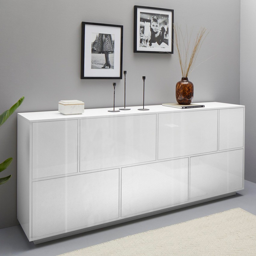 Lopar Sideboard 200 cm Anrichte Wohnzimmer Küche Weiß Design