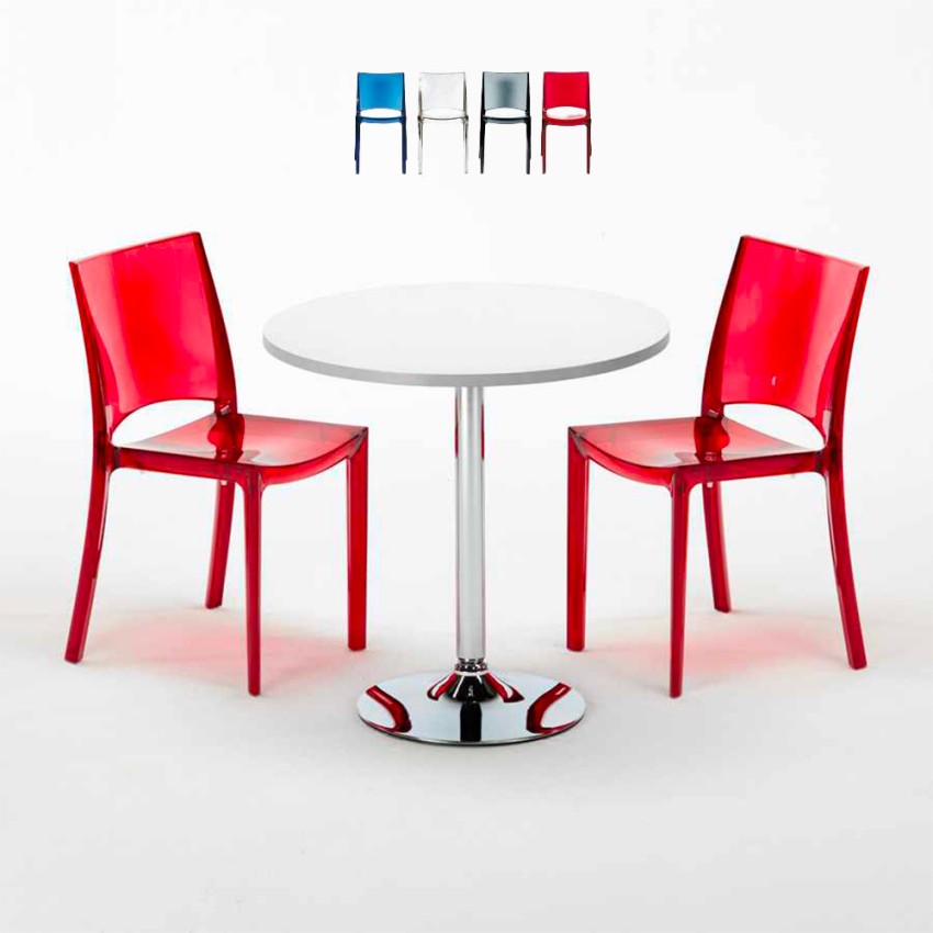 Weiß Rund Tisch und 2 Stühle Farbiges Polypropylen-Innenmastenset Grand Soleil B-Side Spectre Sales