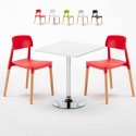 Weiß Quadratisch Tisch und 2 Stühle Farbiges Polypropylen-Innenmastenset Barcellona Cocktail Sales