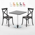 Schwarz Quadratisch Tisch und 2 Stühle Farbiges Polypropylen-Innenmastenset Vintage Mojito Sales
