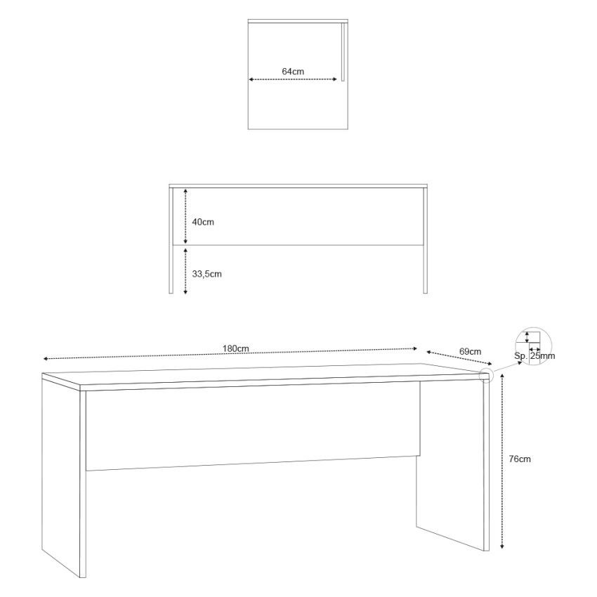 Bureau de studio poste de travail intelligent étude au design moderne Simply 180 Modèle