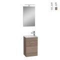 Meuble de salle de bain suspendu 40 cm compact lavabo avec porte miroir LED Mia Promotion