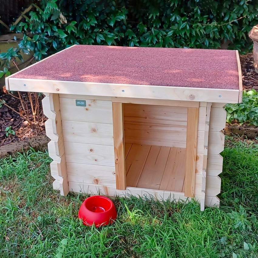 Holzhundehütte klein, für den Garten, Außenbereich 77x60 h64cm Laila Aktion
