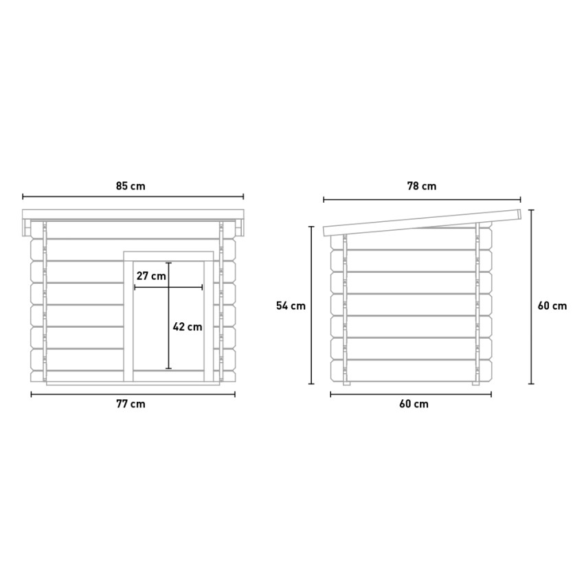Holzhundehütte klein, für den Garten, Außenbereich 77x60 h64cm Laila Katalog