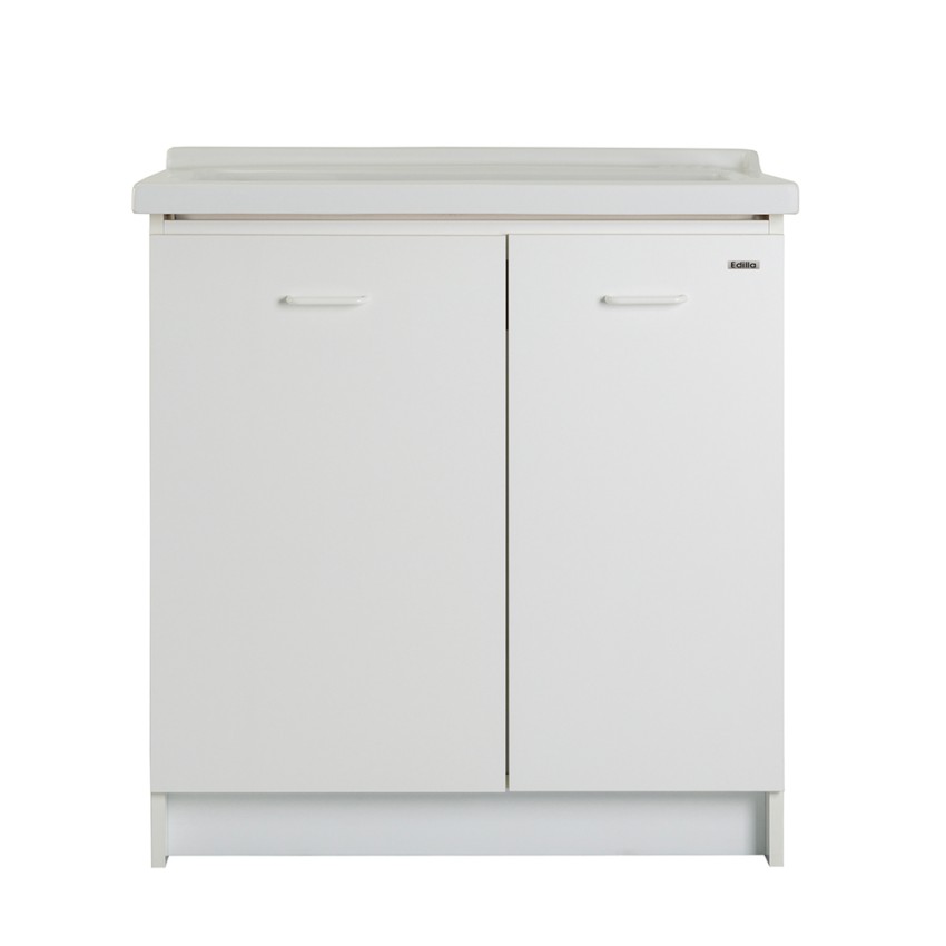 Meuble lave-main céramique 2 portes 83x60cm avec planche en bois Acqua Edilla Réductions