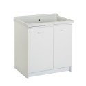 Meuble lave-main céramique 2 portes 83x60cm avec planche en bois Acqua Edilla Remises