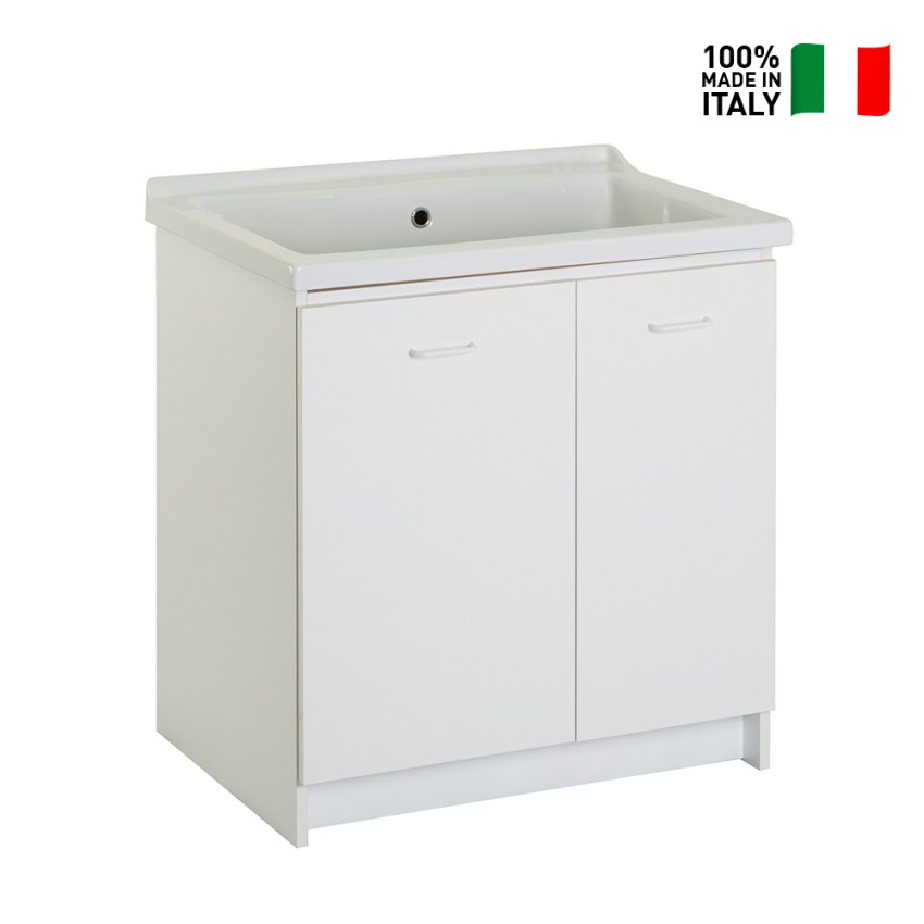 Meuble lave-main céramique 2 portes 83x60cm avec planche en bois Acqua Edilla Offre