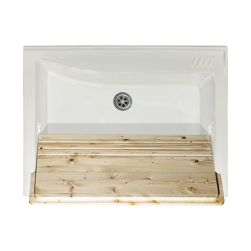 Meuble lave-main céramique 2 portes 83x60cm avec planche en bois Acqua Edilla Choix