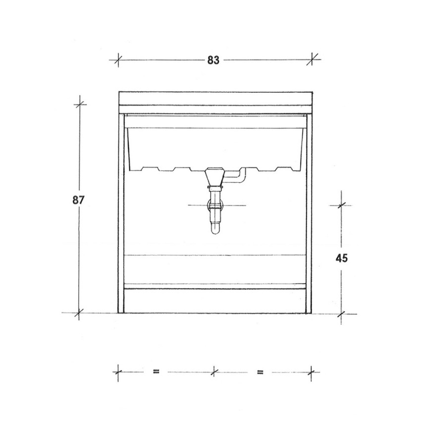 Meuble lave-main céramique 2 portes 83x60cm avec planche en bois Acqua Edilla Modèle