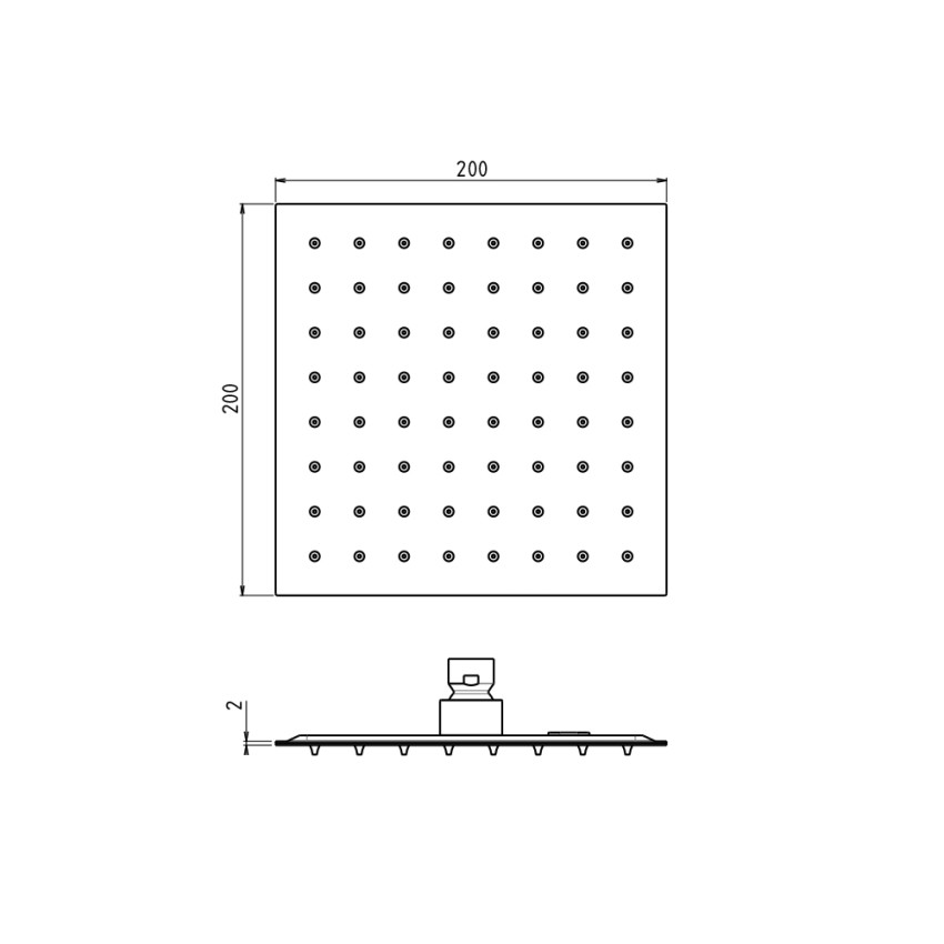 Pommeau de douche carré 20x20cm pour cabine de douche salle de bain avec joint FRM34270 Offre