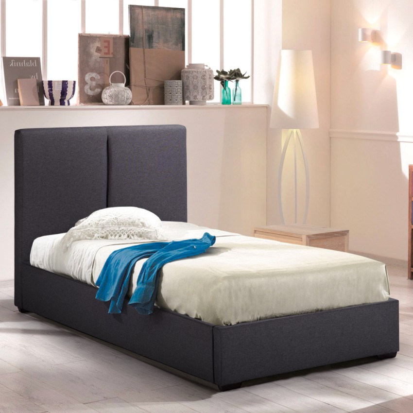 Lit 1 place en tissu avec sommier 80x190 Montreux Twin Promotion