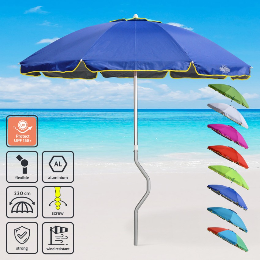 Sonnen/Strandschirm Girafacile Aluminium uv-Schutz 220 cm Angeln Eolo Rabatte