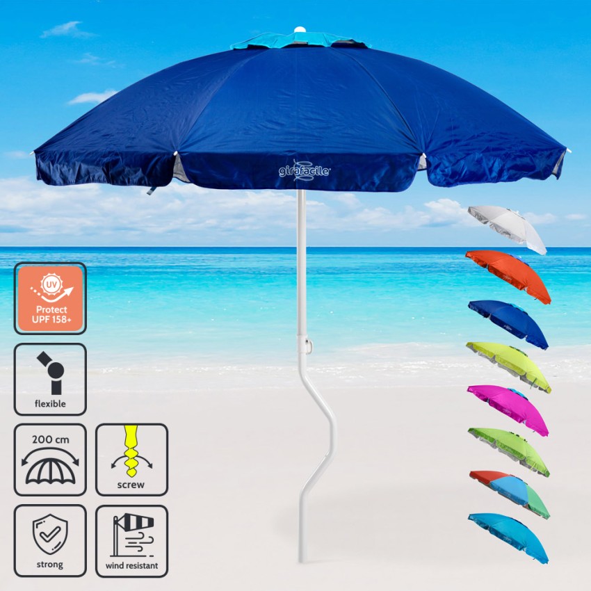 Sonnenschirm 200 cm mit UV-Schutz für Strand oder Angeln GiraFacile  Ermes Rabatte