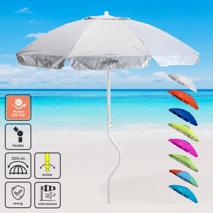 Ombrellone mare GiraFacile 200 Cm Protezione uv spiaggia pesca Ermes 