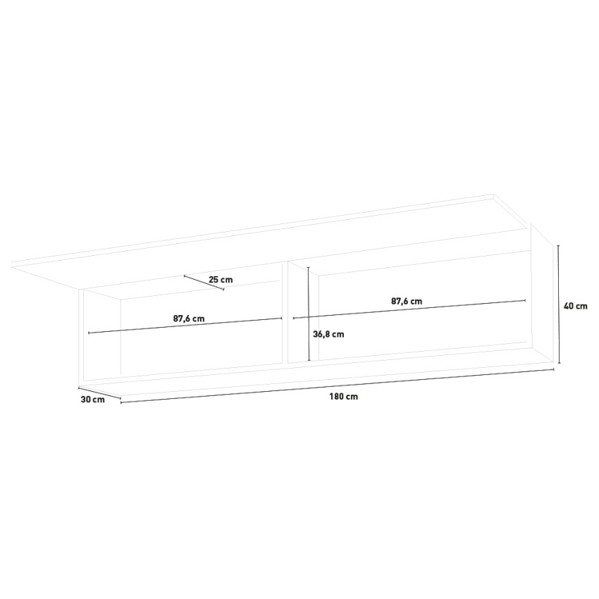 Hängeschrank Wohnzimmer 180cm mit 2 Klappenfächern in Grau Note Up Lagerbestand