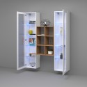 Sala de estar de pared de almacenamiento 2 estanterías de madera blanca Kesia WH Rebajas