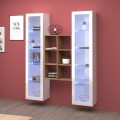 Sala de estar de pared de almacenamiento 2 estanterías de madera blanca Kesia WH Promoción