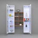 Sala de estar de pared de almacenamiento 2 estanterías de madera blanca Kesia WH Descueto