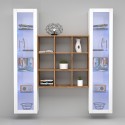 Parete attrezzata sospesa libreria in legno 2 vetrine bianche Vila WH Sconti