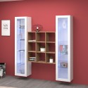 Parete attrezzata sospesa libreria in legno 2 vetrine bianche Vila WH Promozione