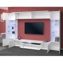 Weiße Wohnzimmer-Wand mit TV-Halterung, 2 Vitrinen und Hängeschrank Sultan WH Katalog