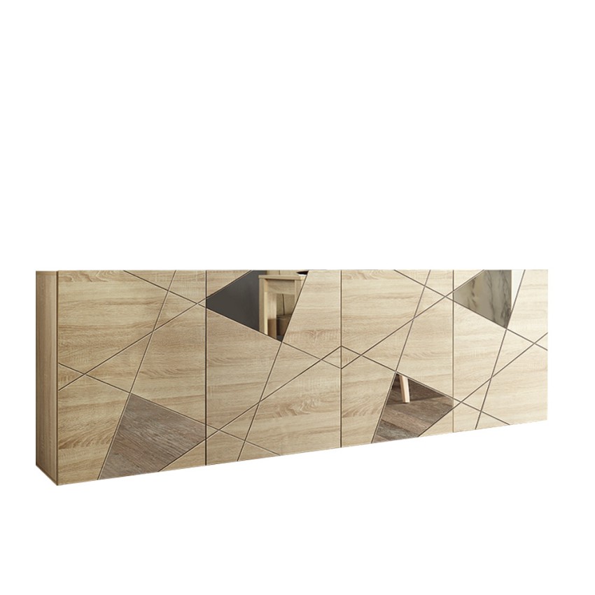 Aparador moderno de roble con espejos y 4 puertas Vittoria RS L, 241cm. Oferta
