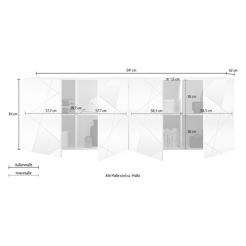 Moderne Anrichte Holz Eiche 241cm mit 4 Spiegeltüren Vittoria RS L Katalog