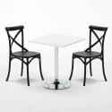 Weiß Quadratisch Tisch und 2 Stühle Farbiges Polypropylen-Innenmastenset Vintage Cocktail Lagerbestand