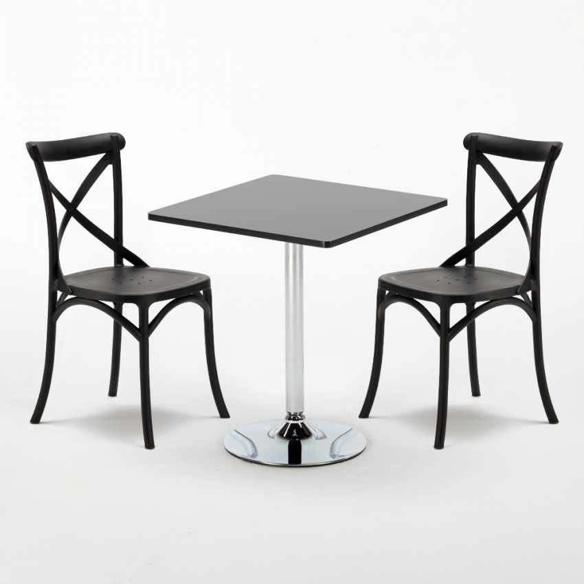 Schwarz Quadratisch Tisch und 2 Stühle Farbiges Polypropylen-Innenmastenset Vintage Mojito Eigenschaften