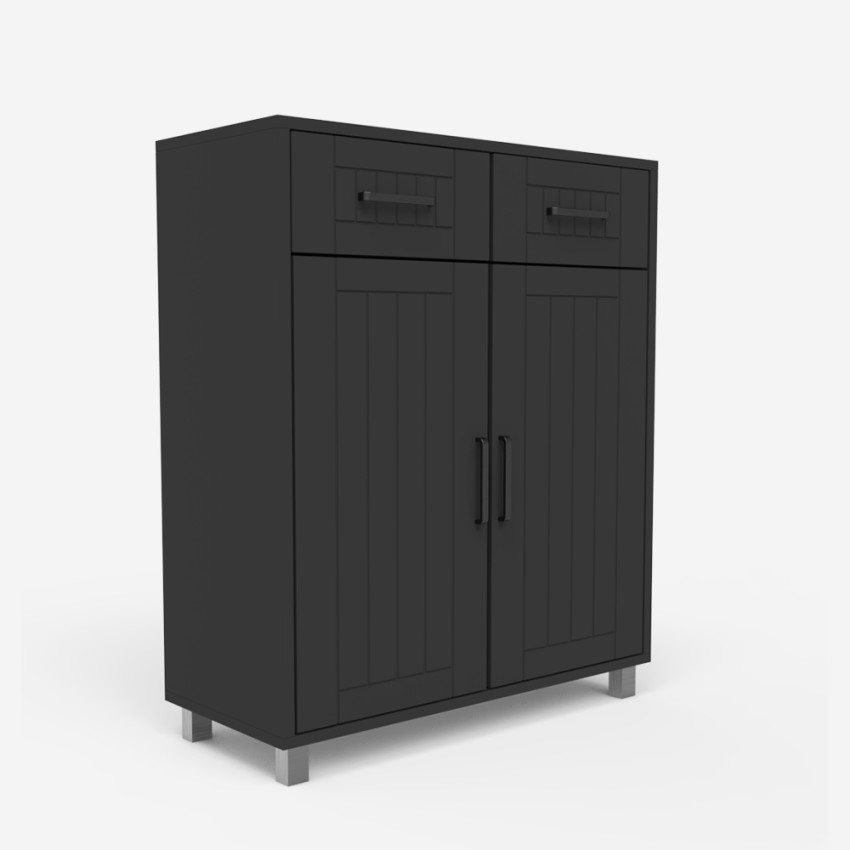 Mueble de baño multiusos moderno 2 puertas 2 cajones 60 cm Takari Medidas