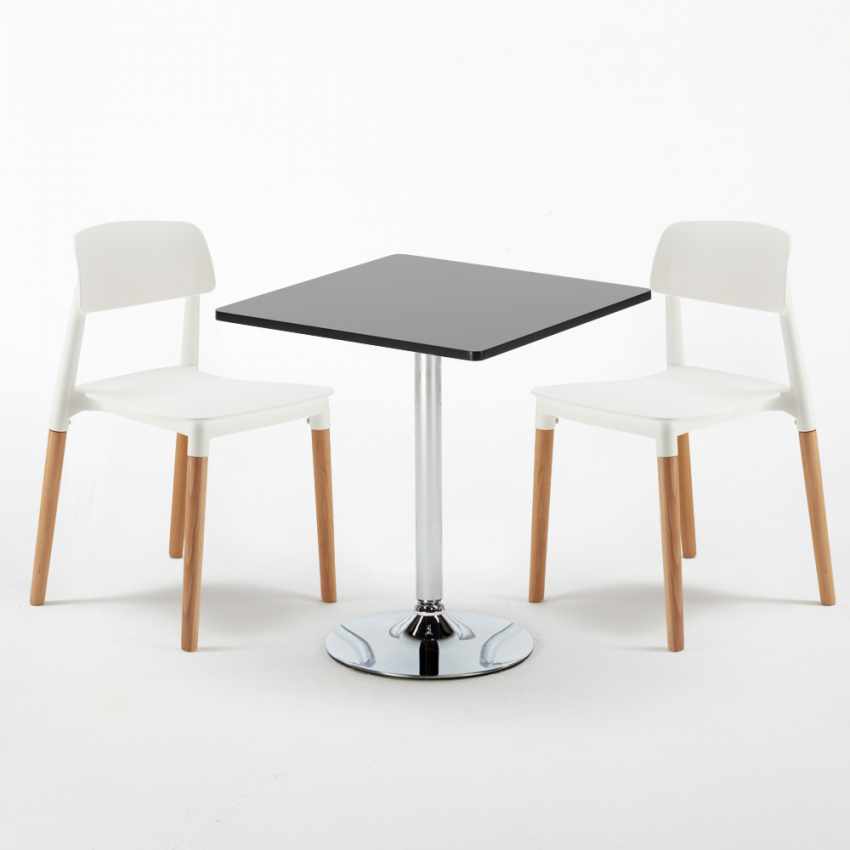 Tavolino Quadrato Nero 70x70cm Con 2 Sedie Interno Barcellona Mojito Scelta