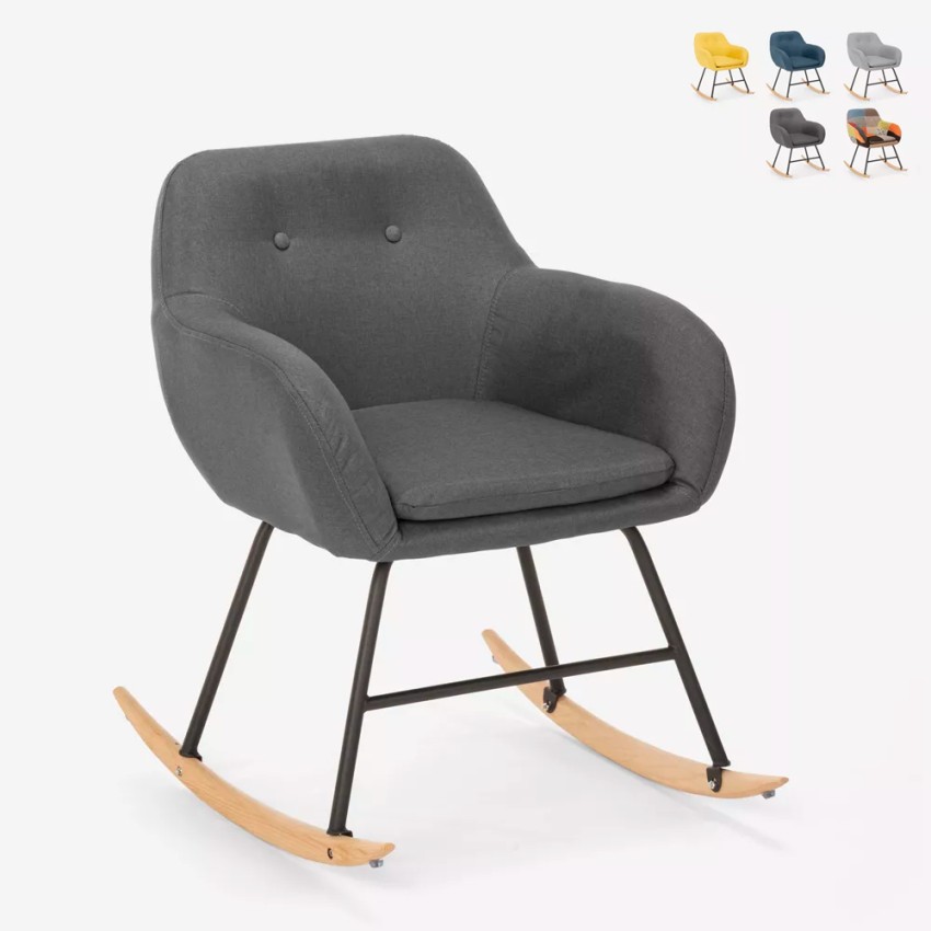 Silla mecedora de tela patchwork de diseño moderno Woodpecker Descueto