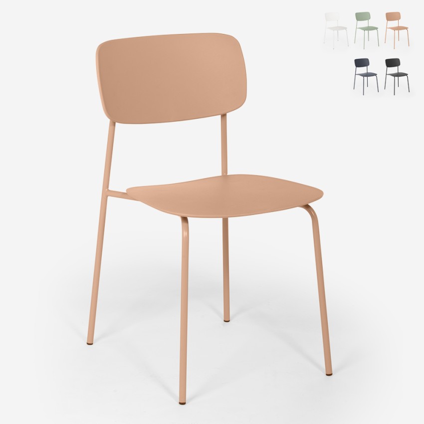 Silla de comedor de polipropileno y metal cocina diseño moderno Josy Oferta