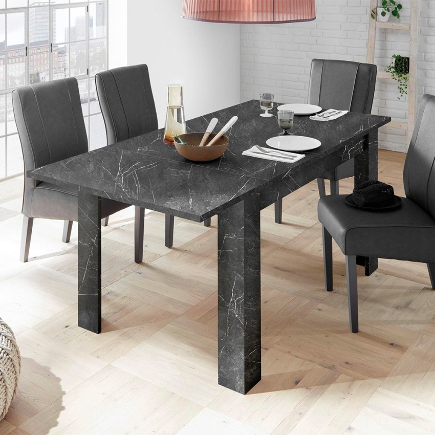 Tavolo da pranzo allungabile effetto marmo 90x137-185cm moderno Auris Offerta