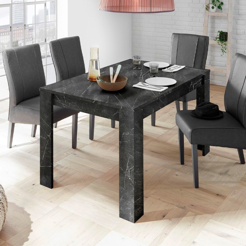Mesa de comedor extensible efecto mármol 90x137-185cm moderna Auris Modelo