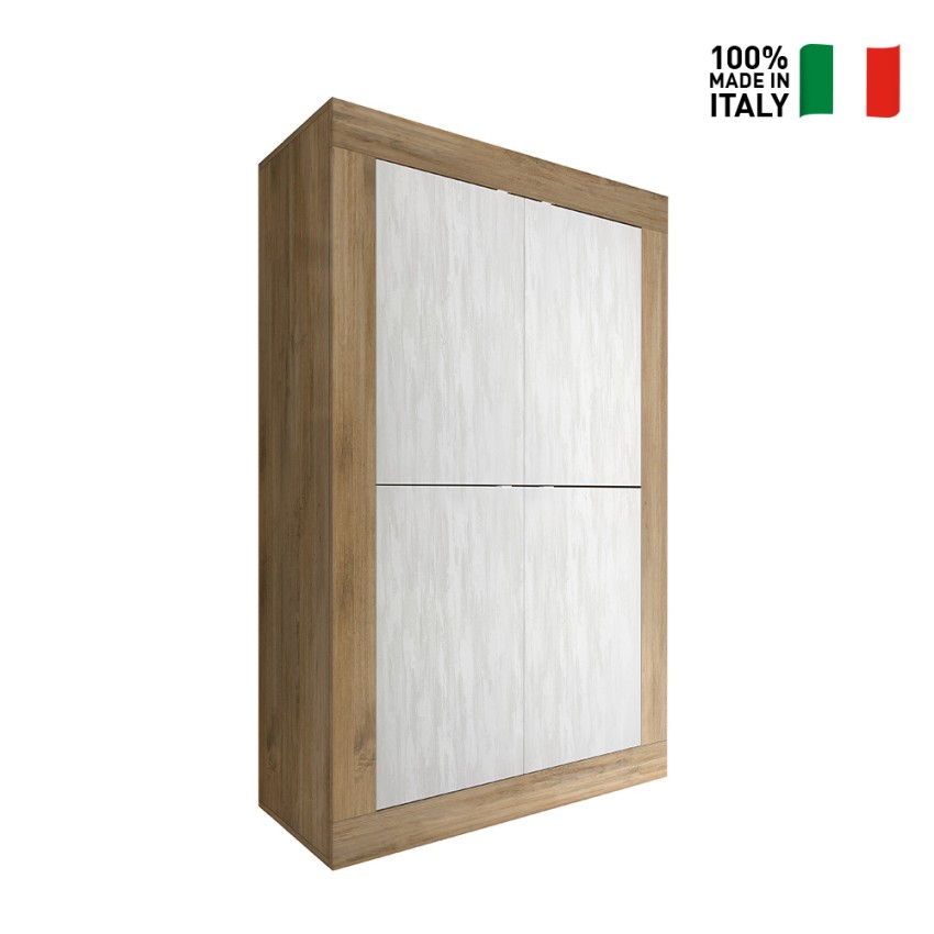 Weißer Schrank 4 Türen Hochkommode Küche Holz Novia WB Basic Katalog