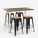 mesa alta de bar blanca 120x60 4 taburetes industrial navarro Descueto