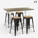 conjunto mesa alta blanca 120x60 4 taburetes de bar vintage swanton Promoción