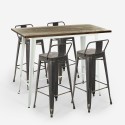 conjunto mesa alta blanca industrial 4 taburetes de bar respaldo palmyra Catálogo