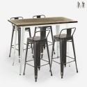 conjunto mesa alta blanca industrial 4 taburetes de bar respaldo palmyra Venta