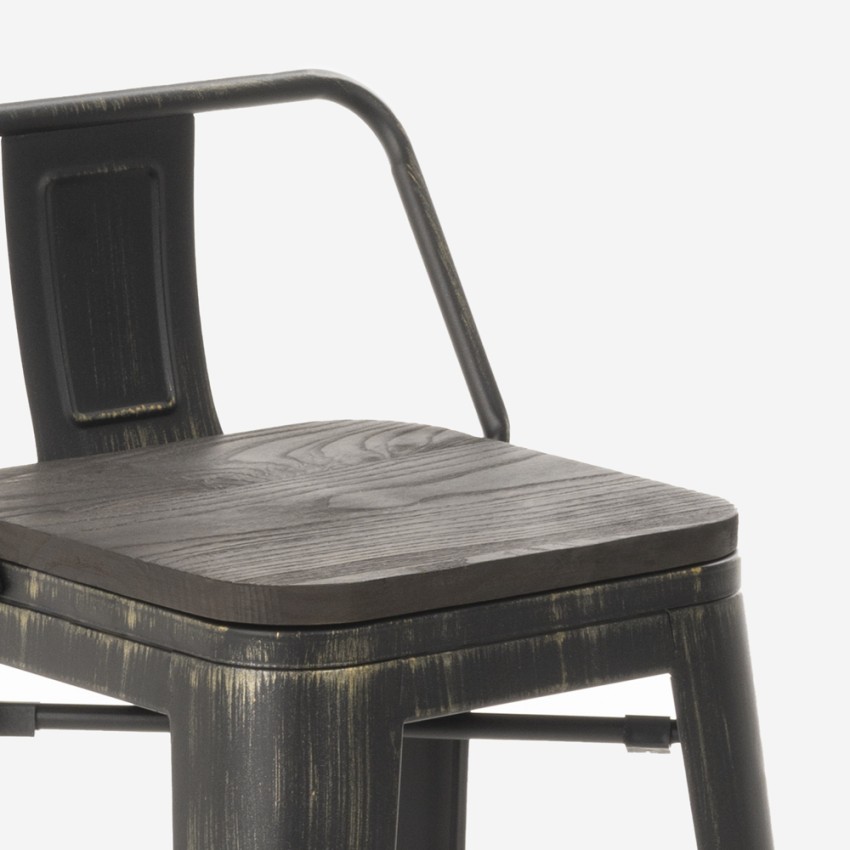 conjunto mesa alta blanca industrial 4 taburetes de bar respaldo palmyra Compra