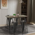 juego blackduck de 4 taburetes de barra con respaldo mesa 120x60 vintage negro Oferta