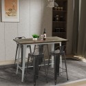 conjunto mesa alta blanca industrial 4 taburetes de bar respaldo palmyra Rebajas