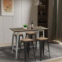 mesa alta de bar blanca 120x60 4 taburetes industrial navarro Oferta