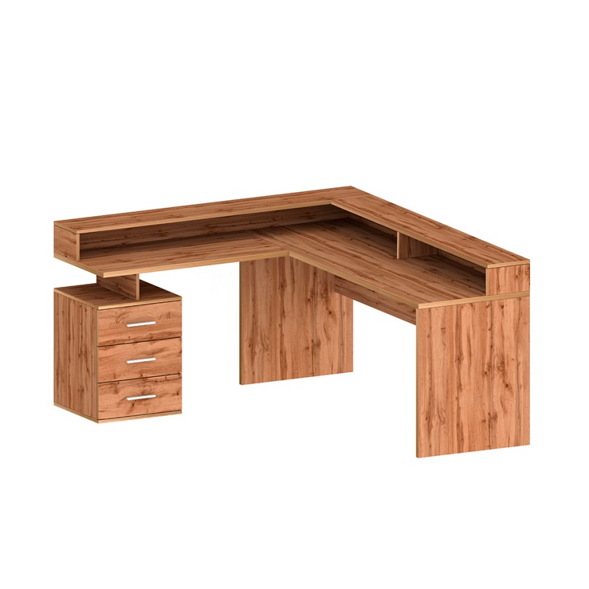 Bureau d'angle avec 3 tiroirs et plateau surélevé New Selina A-S Plus 