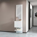 Meuble à chaussures mural entrée blanc brillant étagère 1 porte miroir Karin Promotion