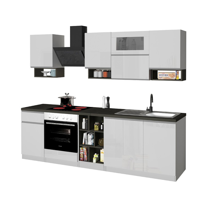 Cuisine complète modulaire design linéaire style moderne 256cm Essence 