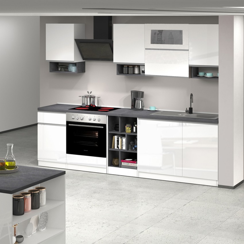 Cuisine complète modulaire design linéaire style moderne 256cm Essence Modèle
