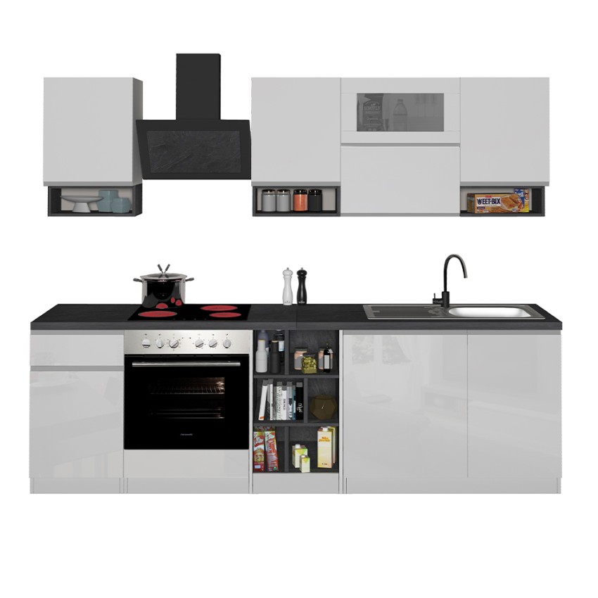 Cuisine complète modulaire design linéaire style moderne 256cm Essence 