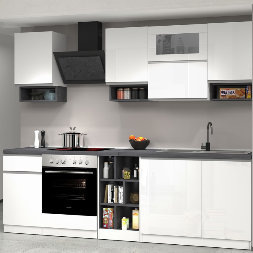 Cuisine complète modulaire design linéaire style moderne 256cm Essence 